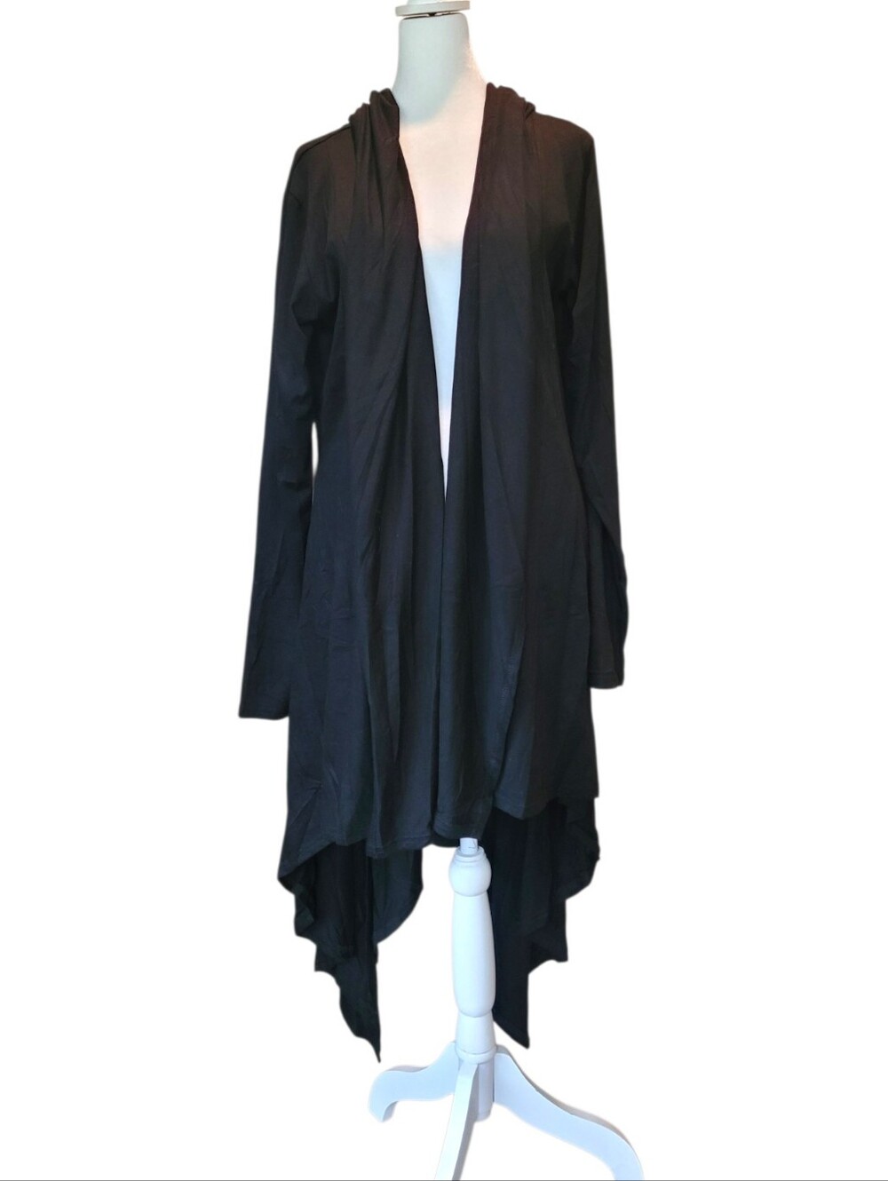 NWT Coofandy Long Hooded Lightweight Duster Robe Cloak Black Small Goth